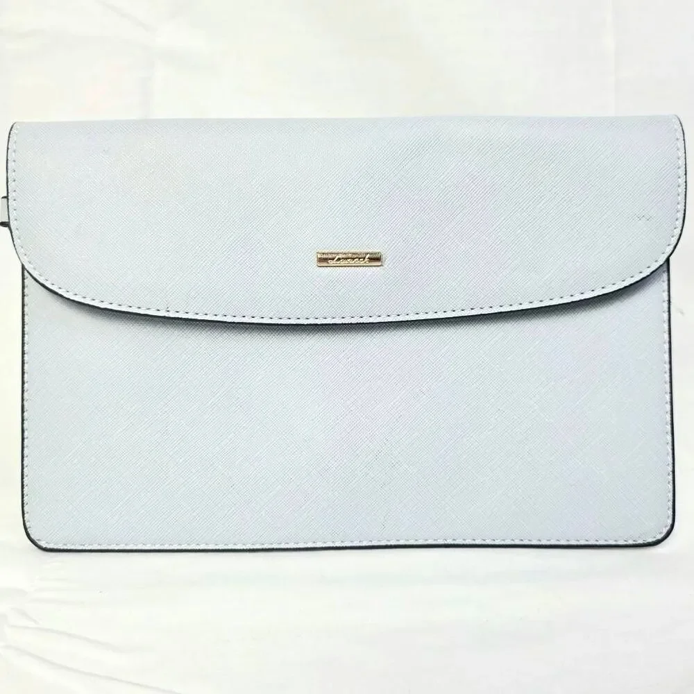 Francesca’s White Faux Leather Clutch Purse 10x7